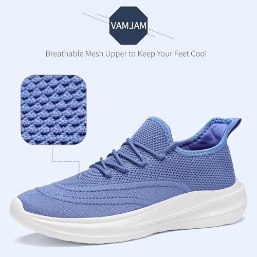 Image of VAMJAM Men's Running Shoes Slip On Walking Shoes Non Slip Lightweight Workout Breathable Gym Sneakers Fashion Mesh Sneakers