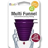 Flori Baby Multi Trichter für präzises Befüllen von alle Babyflaschen ohne sie festzuhalten, steckfest für 7 verschiedene Durchmesser, 100% Made in Germany, BPA frei, 2er Set, violett