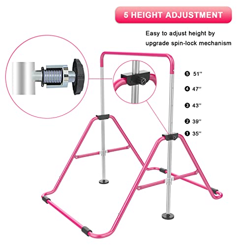 Gymnastic Bars for Kids with Adjustable Height, Folding Gymnastic Training Kip Bar, Expandable Horizontal Bar for Home - Image 4
