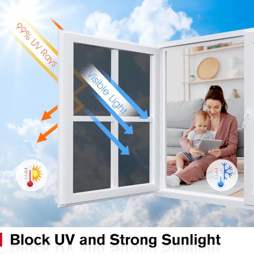 Image of Haton Window Privacy Film One Way Window Tint for Home, Sun UV Blocking Heat Control Reflective Mirror Tinting Film See Out Not in Office Door Coverings, Black-Silver 23.6 inch x 78.7 inch
