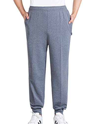 Zoulee Men's Active Basic Jogger Sweatpants Basic Fleece Marled Jogger Pant Elastic Waist Thin Grey XL