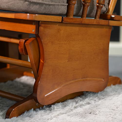 Dvasovio Anti-Pinch Hand Glider Chair For Nursery With Ottoman, Resistant Rubber Wood Glider Rocking Chair Sets For Nursing, Relaxing, Living Room, Bedroom, Antique Brown #TOP7