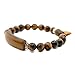 Justinstones Natural Golden Tiger's Eye Gem Semi Precious Gemstone Love Heart Charm Stretch Bracelet