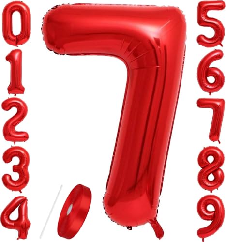 Number Balloons Red 40 inch, Jumbo Digital Foil Mylar Balloon for Birthday Party Wedding Anniversary Celebration Decoration