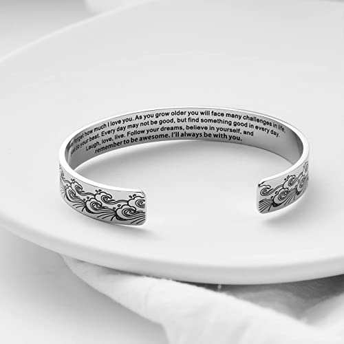Yyqx Daughter Bracelets From Mom, Inspirational Bracelets For Women Girls, Personalized Engraved Cuff Bangle Birthday Christmas Jewelry Gifts For Granddaughter #TOP7