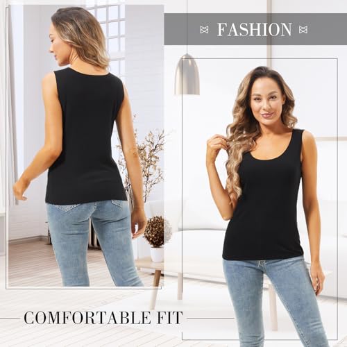 Image of Toulite 4 Pcs Thermal Tank Tops Women Underwear Tops Sleeveless Undershirt for Women Cotton Camisole Warm Base Layer