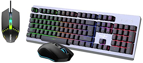 Image of Redgear GC-100 Keyboard-Mouse Combo with 3 Mixed LEDs, Windows Keylock, Floating Keycaps, RGB Mode, Upto 3200 dpi and Gaming Grade Sensors & A-10 Wired Gaming Mouse with RGB LED