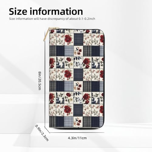 Retro Floral Plaid Print Wallet Women Men, Long PU Leather Wallets for Women, Cute Womens Travel Wallet Purse Pouch with Zipper Pocket3