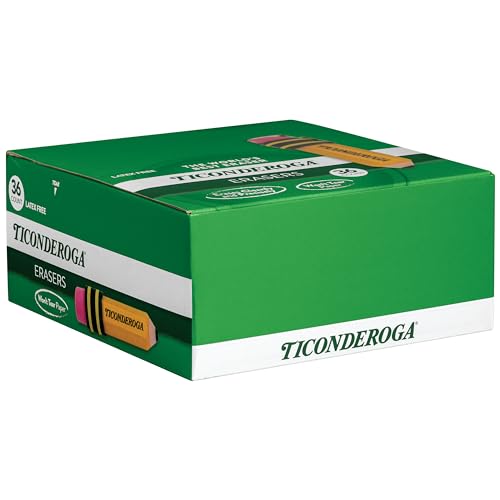 Image of TICONDEROGA Erasers, Pencil Shaped, Yellow, 36-Pack (38936)