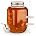 Glass Drink Dispenser for Parties - 1 Gallon Gallon Drink Dispenser - Glass Beverage Dispenser with Spigot, Clear For Parties, Weddings, Sun Tea Jar, Lemonade & Laundry Detergent Dispenser