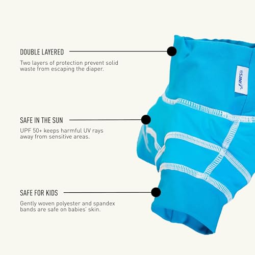 FINIS Double Swim Diaper for Babies & Toddlers - Reusable - Double-Layered Protection - UPF 50 & Up - Caribbean XL3