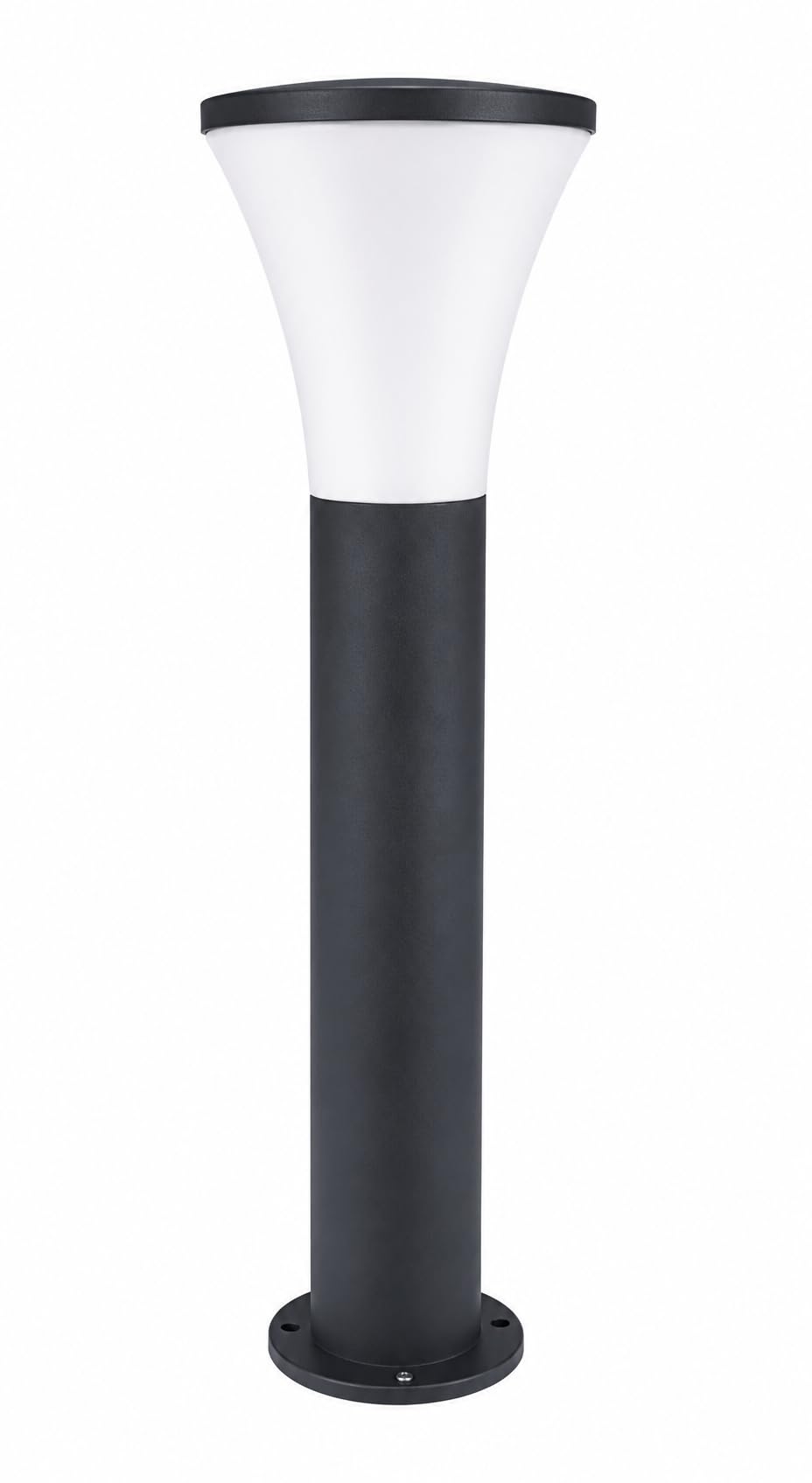 Outdoor Bollard Post Light, Black with White Diffuser Shade | Garden Path Lighting, Ground Mount Base, Cylindrical Pole, Weatherproof Design, Landscape Decor-image-42