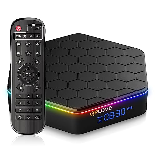 Android TV Box, 4GB RAM 32GB ROM QPLOVE Q18 Boxed TV Android H618 Quad Core Cortex-A53 CPU Mali-G31 GPU 2.4G/5G Dual Band WiFi6 BT5.0 6K 3D HDR10 H265 Smart TV Box