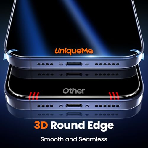 Image of UniqueMe for iPhone 17 Pro Blue Light Blocking Screen Protector, 2 Pack | 6.3 inch, Anti-blue Light, Eye Protection, Bubble-Free, Tempered Glass, 9H+ Hardness, 3D Full-coverage, Easy Installation