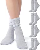 Syhood 4 Pairs Women's Novelty Glitter Ankle Socks Sparkly Metallic Casual Ladies Bright Retro Piles Ankle Socks(Gray)