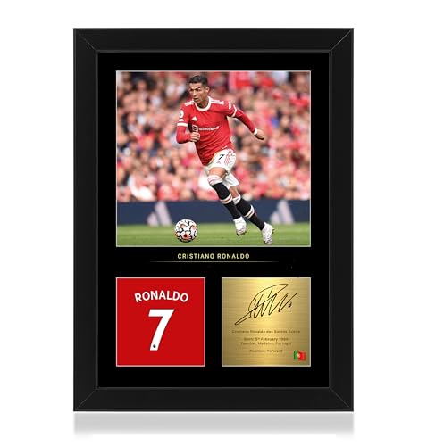 Win FC Cristiano Ronaldo gerahmtes Foto, A4, reproduzierte digitale Signatur, Geschenk für United-Fans