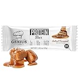 Genius Gourmet Protein Bar, Salted Caramel Keto Snack, Low Carb, Low Sugar & Gluten Free, Protein Snacks for Adults, 10G of Whey Protein per Protein Bar, 5 Net Carbs & Premium MCTs, 10 Count