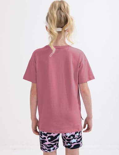 Image of mksodopy Girls Summer Clothse Graphic Print Front and Back High and Low Irregular T-shirt Cycling Shorts Set