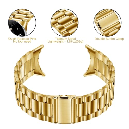 Image of Yeahxing Metal Band for Pixel Watch 5 /4 /3 /2 /1 45mm 41mm - Stainless Steel Bands for Google Pixel Watch 2026, Adjustable Wristband for Men Women