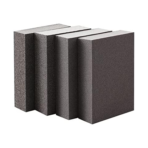 Sanding Block 4 Pieces Sanding Sponges with 4 Grits (60,80,180,220) Coarse/Medium/Fine/Superfine, Wet and Dry Washable and Reusable Sanding Pads Sandpaper for Wood Walls and Metal Cover