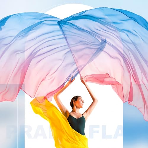 Image of Jecery 2 Set Worship Flags for Dance Church 35''x55'' Praise Dance Worship Flags with Scalable Rod Angel Wing Banner with Sticks Ministry Streamer Banner for Performance (Pink-Purple-Blue)