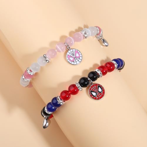Korotho Matching Spider Bracelets for Couples Best Friend, Christmas Matching Heart Charm Bracelets Gifts for Couples Friends Spider Friendship Jewelry to Sister Bestie Long Distance Gift for Bf Gf4