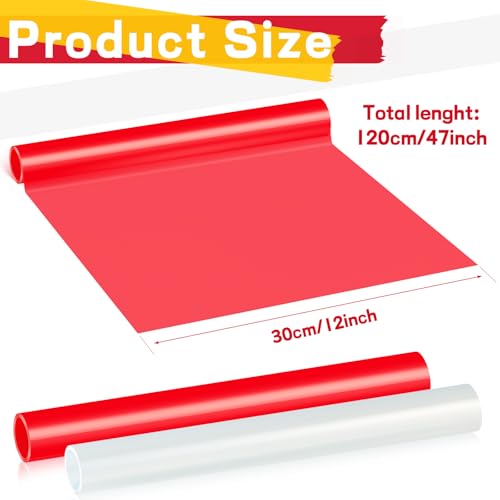 Image of Patelai 2 Rolls 3.94 ft X 11.81 Inches Self Adhesive Repair Light Tape Auto Tail Light Tape Fog Lights Tint Tape Headlight Lens Tape (Red, Clear)
