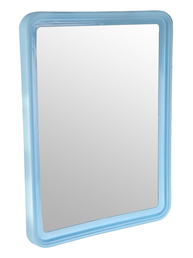 Rectangular Wall Mirror with Light Blue Plastic Frame, Modern Design, Bathroom and Home Decor-image-33