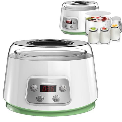 Yogurtiera con 4 Contenitori In Vetro, Capacità Grande da 1,3L, Mini Yogurtiera Compatta per Fermentazione con Tempo Regolabile, per Yogurt, Yogurt Greco, Formaggio, Natto