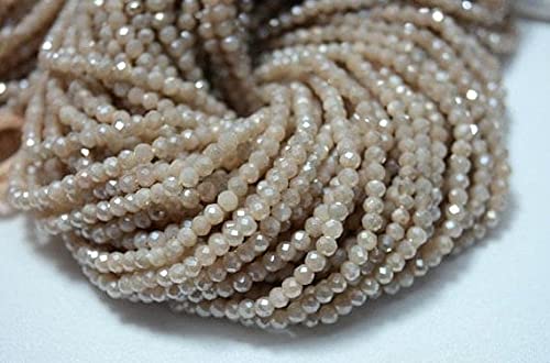 Perles pierre de lune pêche 3.5mm lot de 5 fils de rondelles micro-facettées 13"