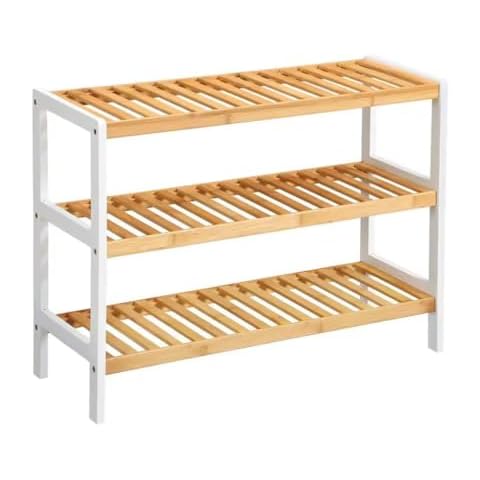 UTTAM 3 Tier Bamboo Shoe Rack for 12 Pairs Cover