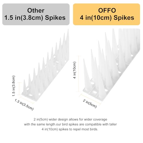 OFFO Bird Spikes Pigeon Outdoor Deterrent Spikes for Keep Birds Woodpecker Away Covers 4 Feet(1.2m), Frosted White by OFFO - Image 2