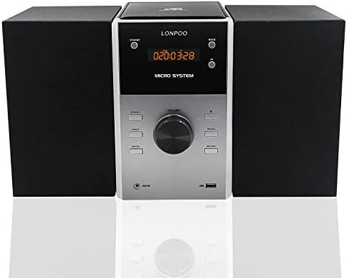 LONPOO Compact CD Player Stereo Bluetooth CD Home Music System, Digital FM Stereo with Speakers, Headphone Jack, Aux-in & USB, Remote Control