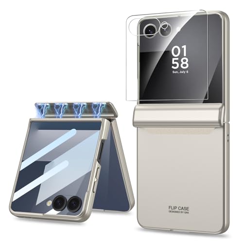 Image of Kapa Ultra Thin Back Cover for Galaxy Z Flip7 / Z Flip 7 | with [Magnetic Hinge Protection] and Inbuilt Glass Window Protection (Titanium)