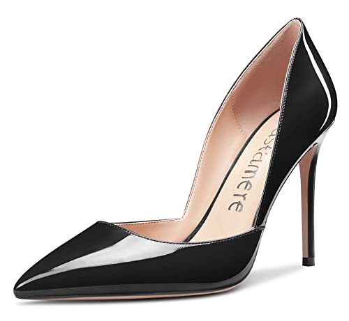 Castamere Womens D'Orsay Slip On High Heels Pumps Elegant Pointy Toe Stilettos 10CM Heel Shoes