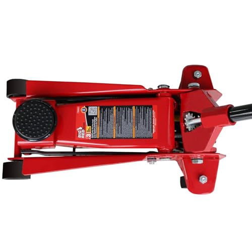 Image of Big RED T830025-1 Floor Jack Heavy Duty Hydraulic Steel Service Jack with Single Piston Quick Lift Pump and Detachable Handle, 6,000 LBS Capacity, Black