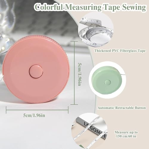 4 Colors Retractable Mini Tape Measure, Cute Compact Body Tape Measure, 60 Inch/150 CM Body Measuring Tape Measure, Sewing Tape Measure for Fabric Measurement