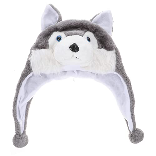 GARNECK Lobo, Husky Sombrero de Peluche para Animales Critter Hat Cap Soft Ear Warm Winter Headwear Fun Cute Beanie Hat Poliéster Forro de Lana Gorra de Invierno Cover