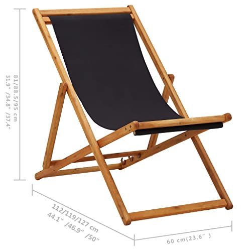 Chaise de patio inclinable en eucalyptus et toile de qualité supérieure - 5