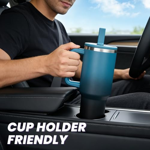 Image of ICIOI 40oz Tumbler with Handle and Flip Straw - 100% Leak-Proof Travel Cup, BPA Free Stainless Steel Mug (Cold 34H & Hot 10H), Water Bottle Fits in Cup Holder - for Gym, Travel, Men & Women