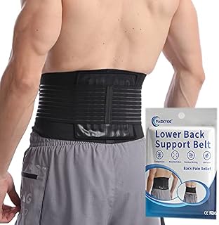 Lower Back Support Belt with 6 Stays - Lumbar Support Brace for Pain Relief, Adjustable Lower Back Support Brace with PU for Men and Women, Support Straps for Sciatica, Scoliosis and Herniated Disc L