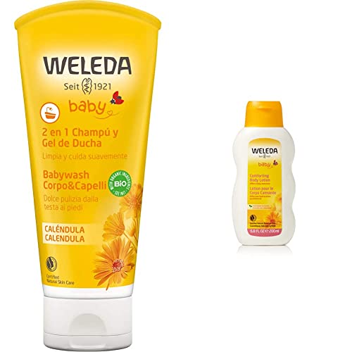 WELEDA Champú Y Gel de Ducha de Caléndula (1x 200 ml) & Leche Corporal de Caléndula (1x 200 ml)