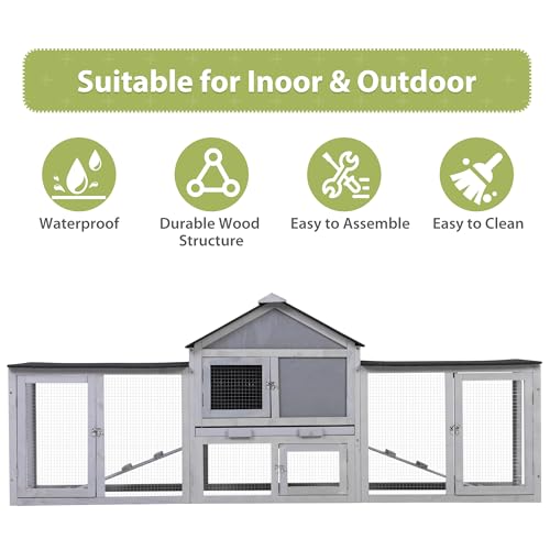 COZIWOW Coelhinha de madeira extra grande de 208 cm para ambientes externos, fácil de montar e estáv