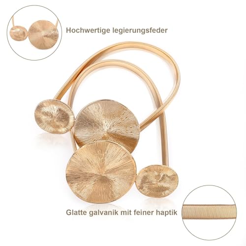 2 Stück Oemmn Vorhang Raffhalter Verstellbare Gardinenhalter Legierungsfeder Vorhang Raffhalter für Dekoration Zuhause Cafe Büro (Golden Diskette)