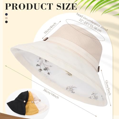 3 Sombreros de malla de verano para mujer con ala ancha miniatura 2