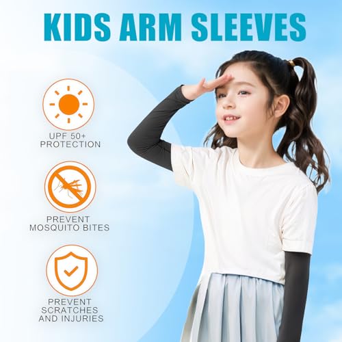 3 Pairs Kids Arm Sleeves, UV Sun Protection Volleyball Arm Sleeves Cooling Sleeves Sports Ice Sleeve for Youth Boys2