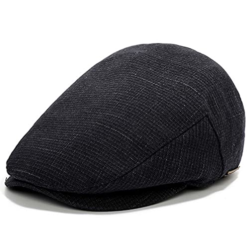 Men's Newsboy Cap with Earflaps Flat Ivy Caps Gatsby Golf Cabbie Hats (Dark Square)
