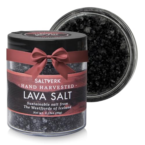 Saltverk Sea Salt -Gourmet, Icelandic, Hand Harvested and Sustainably Made - Lava 3.17 Oz