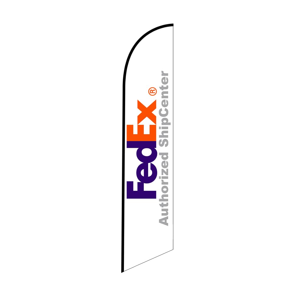 Fedex Authorized Ship Center Feather Banner Swooper Flag, Replacement Flag Print Only