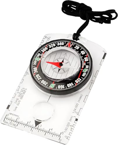 Compass Outdoor Navigation - Hiking Camping Backpack Compass,（Clear）